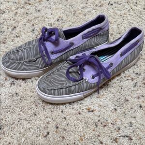 Sperry Zebra Print Sneakers with Purple Highlights